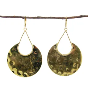 Goldtone Hammered Shield Earrings WorldFinds