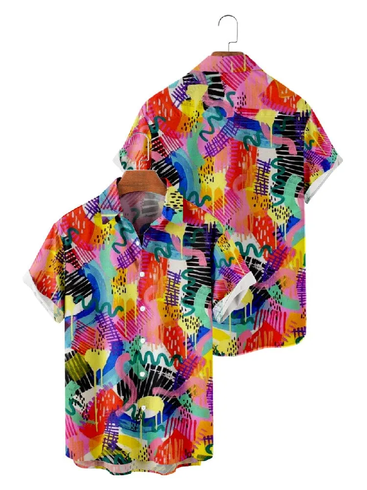 Graffiti Painted Cotton Linen Shirt