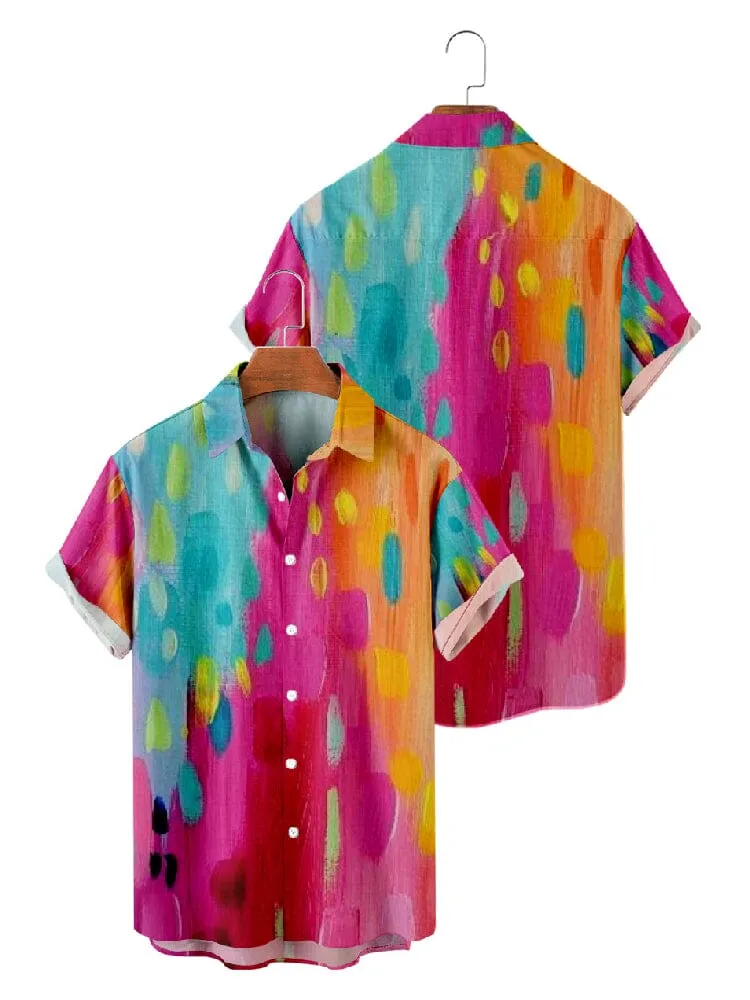 Graffiti Painted Cotton Linen Shirt