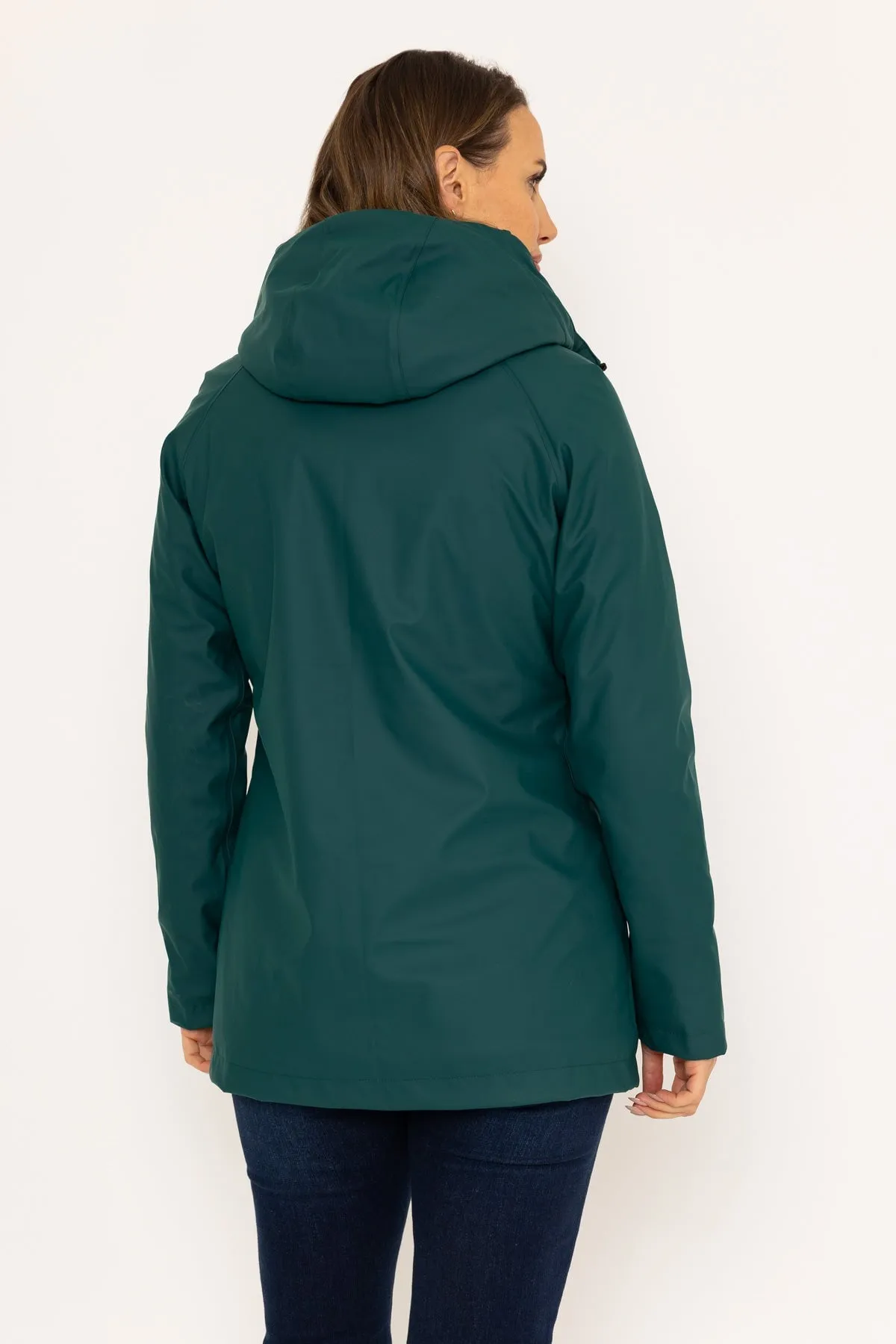 Green Rain Coat With Sherpa Lining