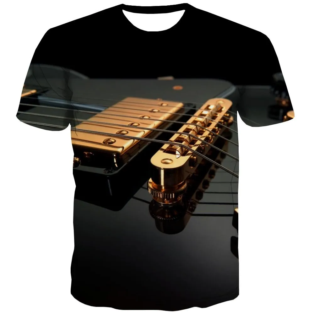 Guitar T shirts Men Music Tshirts Casual Wooden Tshirt Printed Metal Tshirts Cool