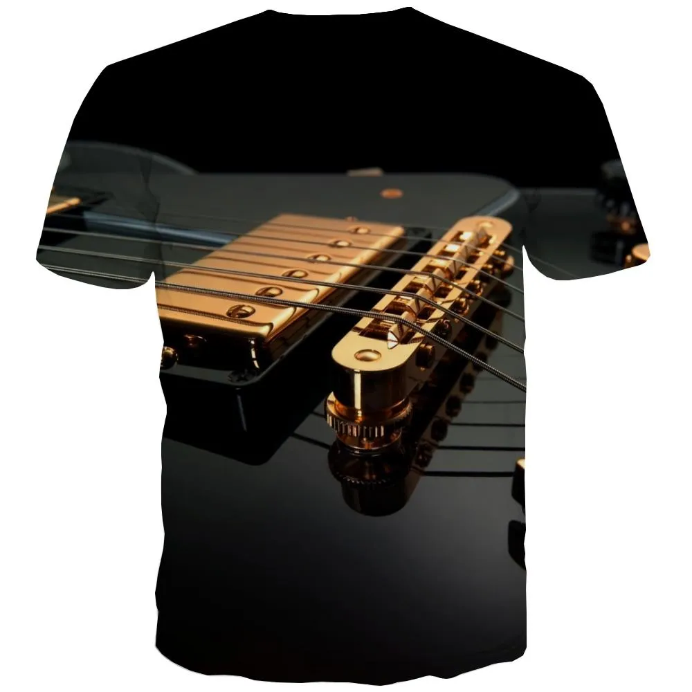 Guitar T shirts Men Music Tshirts Casual Wooden Tshirt Printed Metal Tshirts Cool