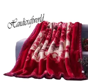 Handicraftworld Wool Double Blanket, Multicolour