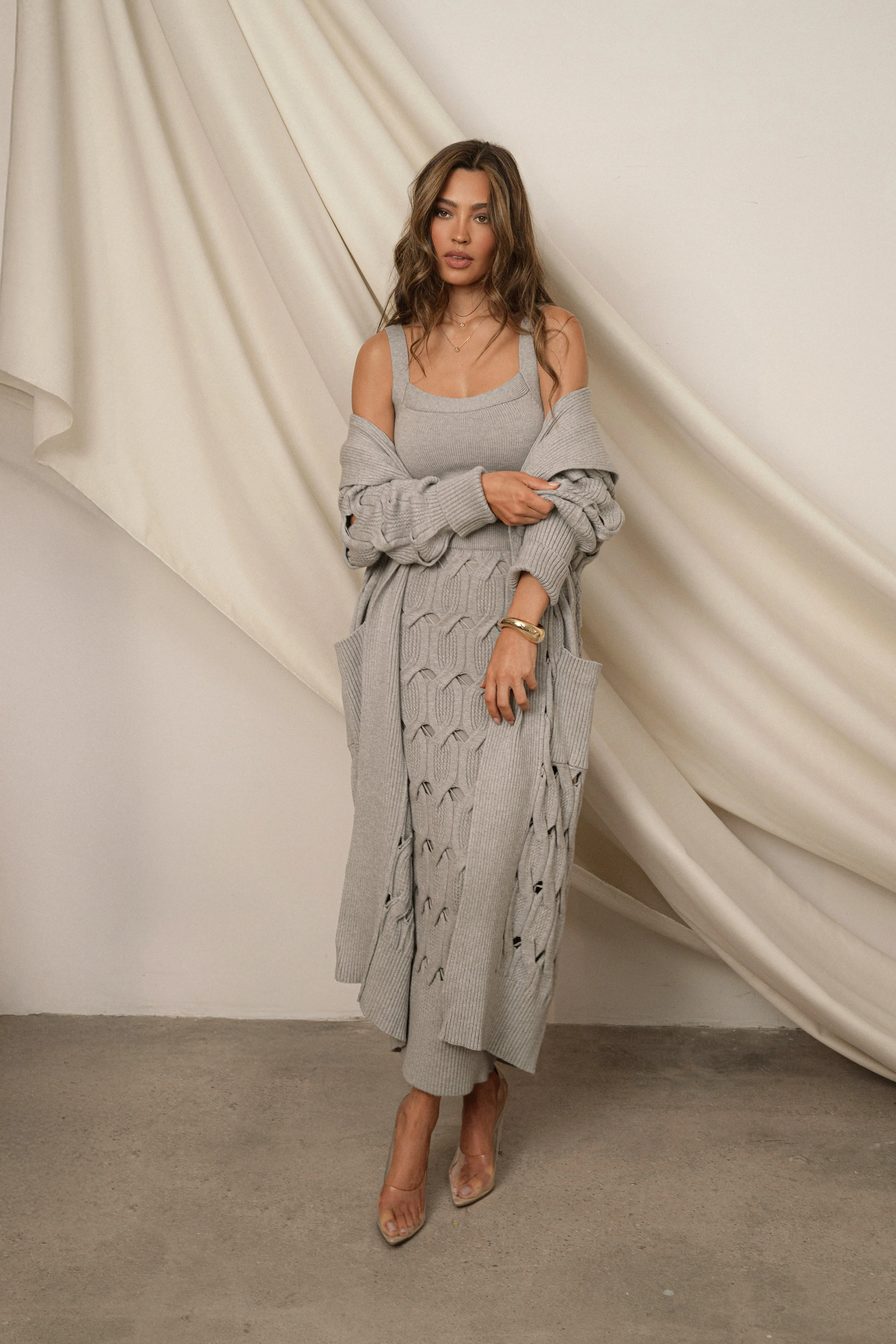 Heather Grey Morgan Knit Maxi Skirt