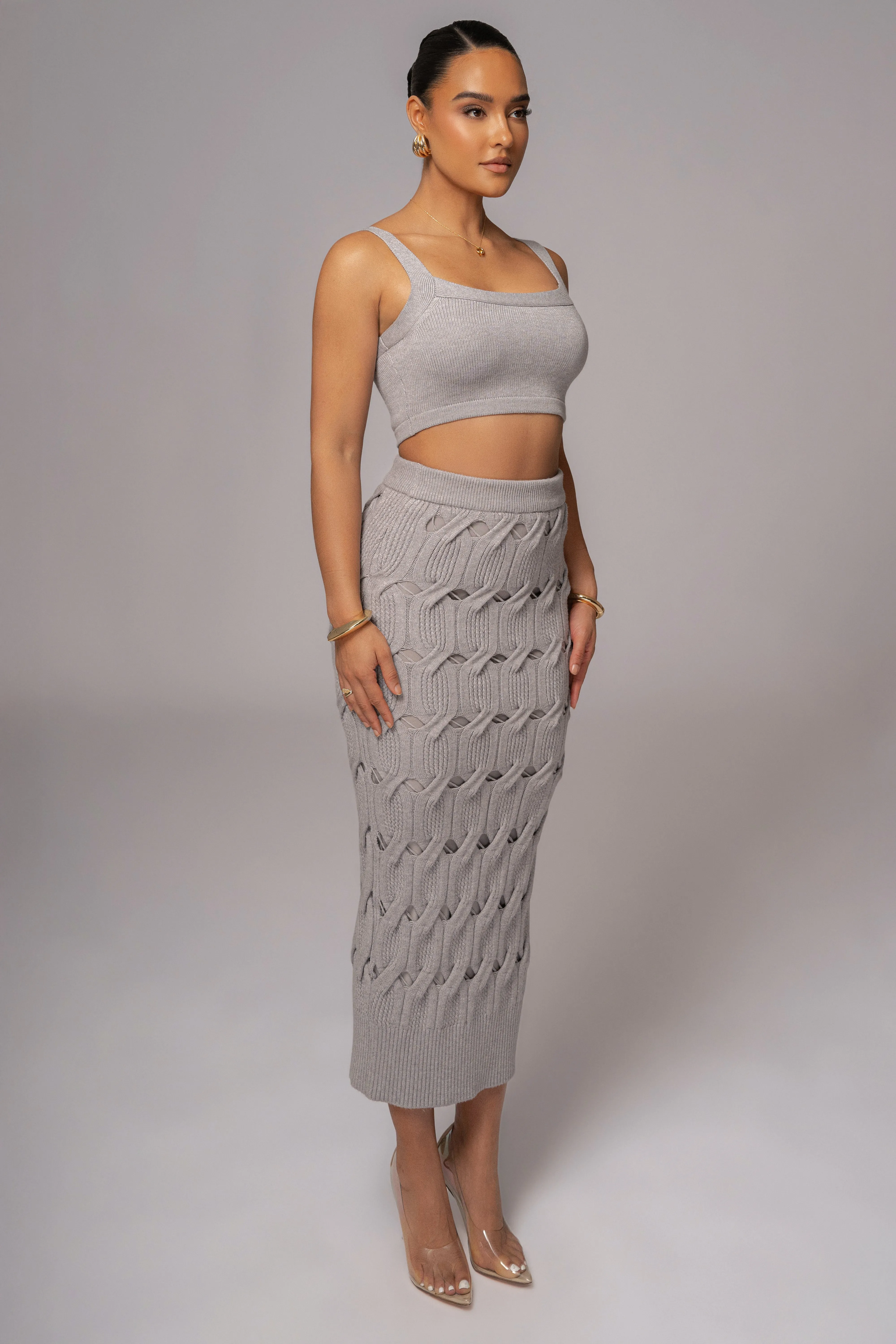 Heather Grey Morgan Knit Maxi Skirt