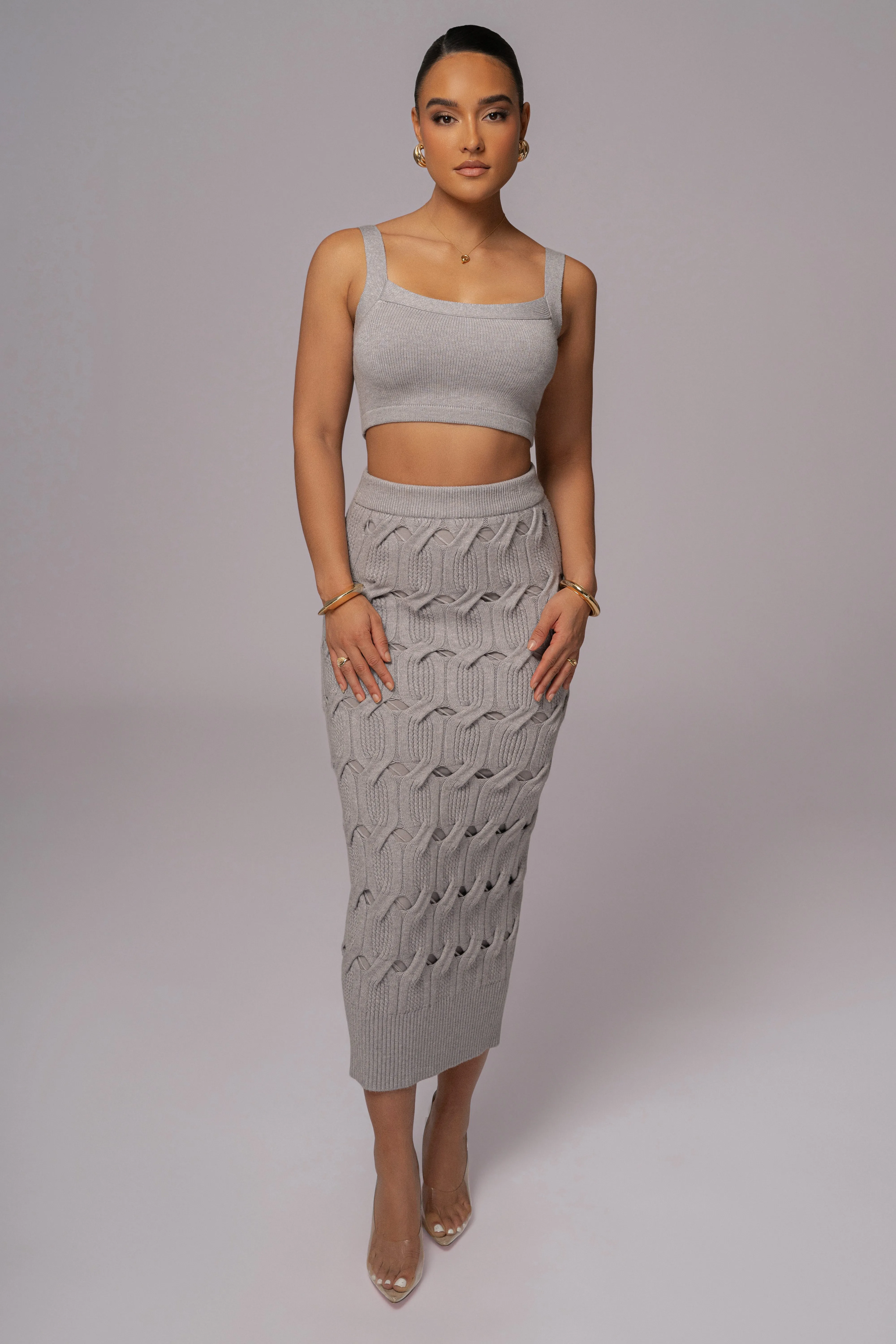 Heather Grey Morgan Knit Maxi Skirt