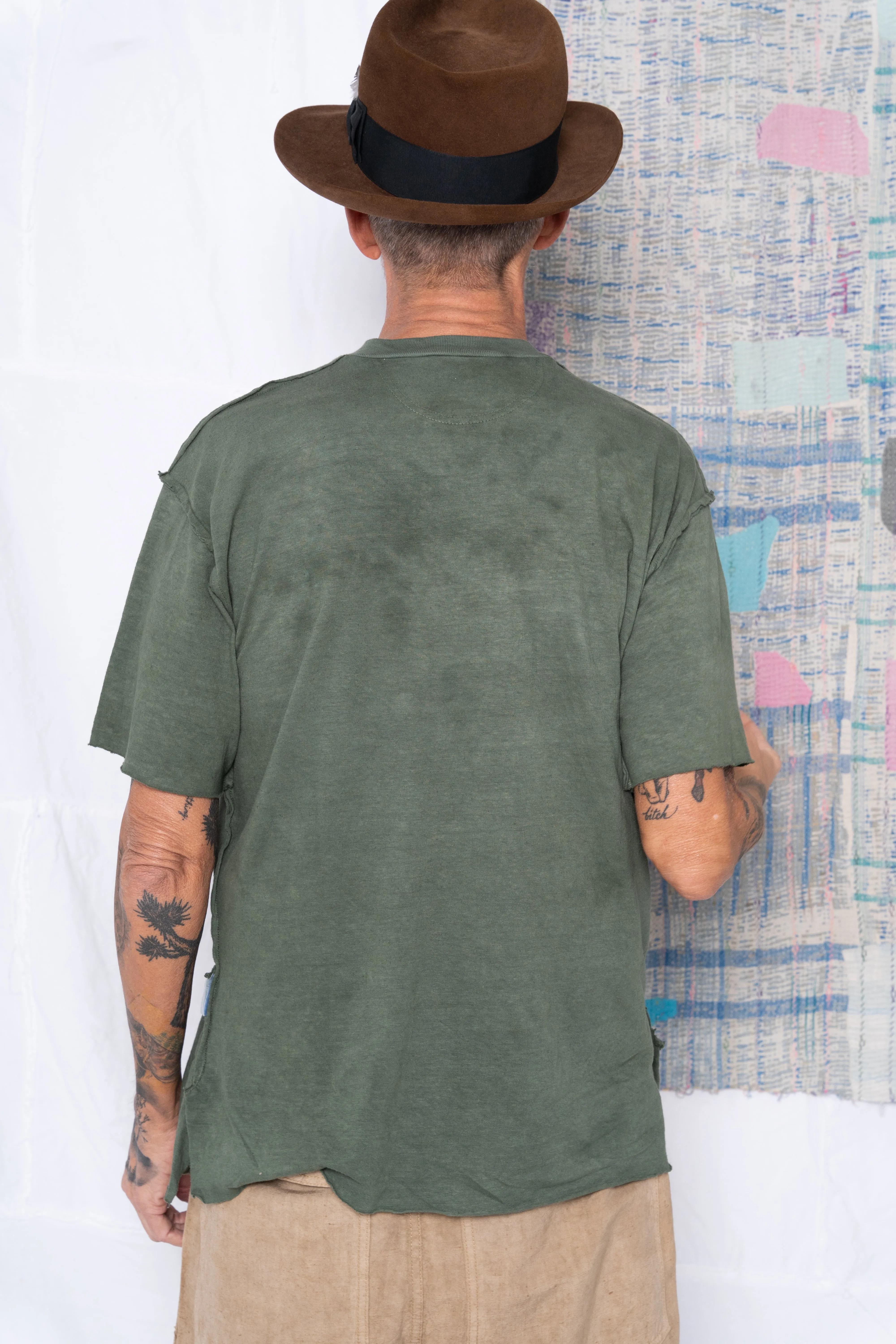 Hollywood T Hemp Uneven Dye Olive Army