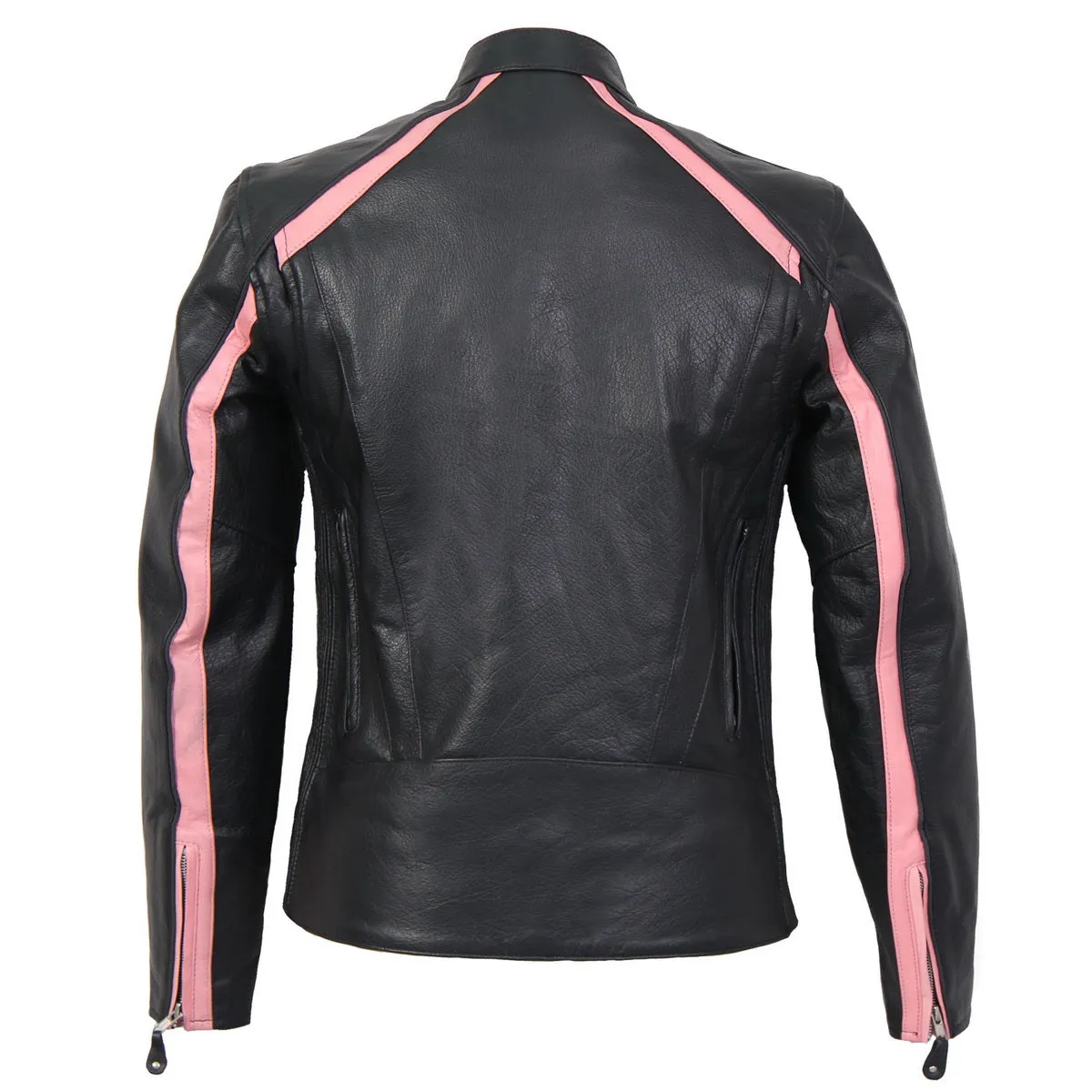 Hot Leathers JKL1022 Pink Striped Leather Jacket with Reflective Piping