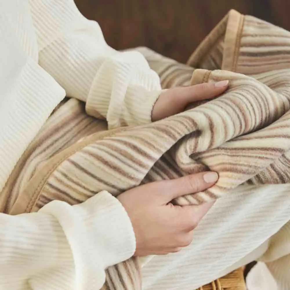 Ibena Malang Luxury Blanket - Cream Stripe