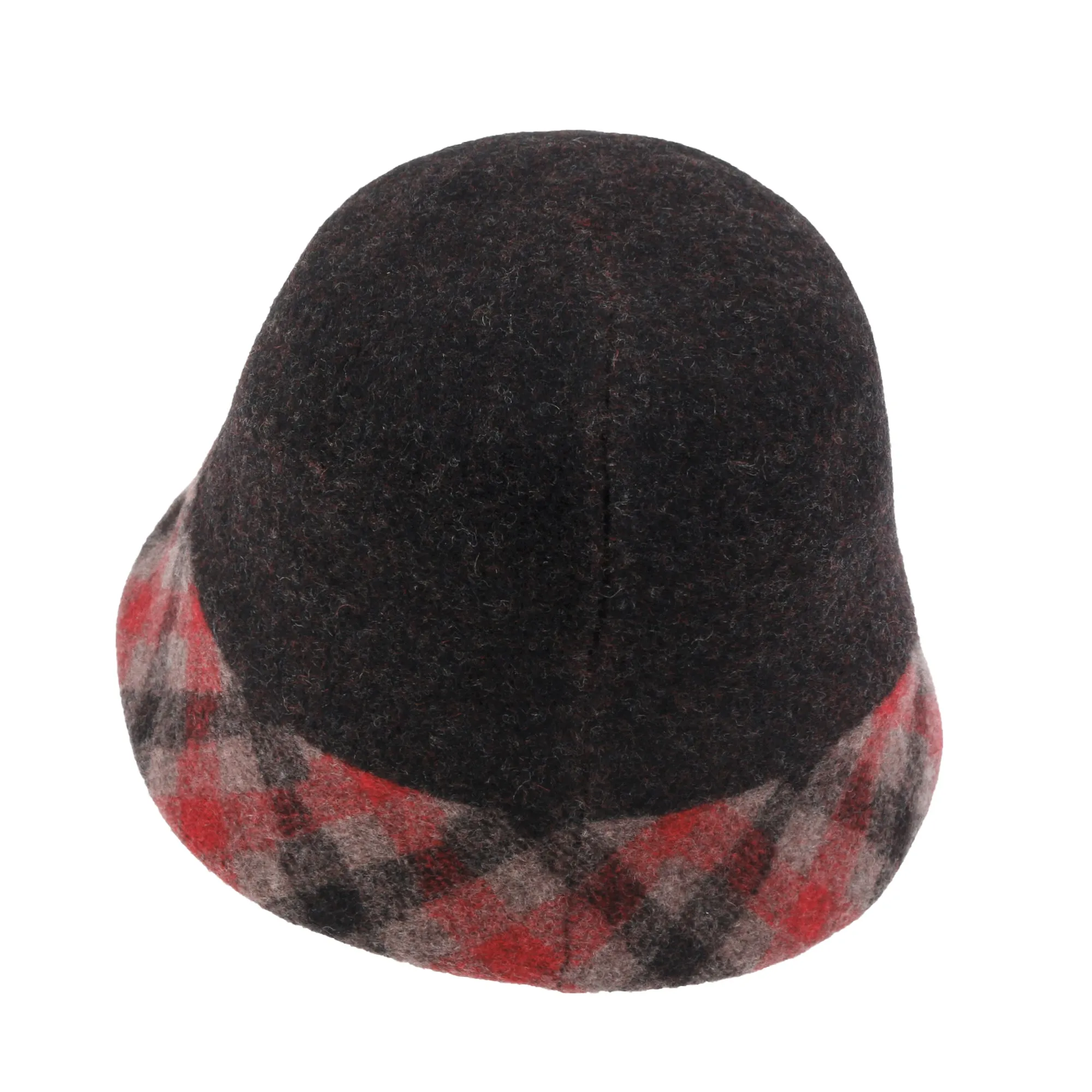 ililily Plaid Pattern Brim Knitted Wool Fedora Colorful Winter Bucket Hat