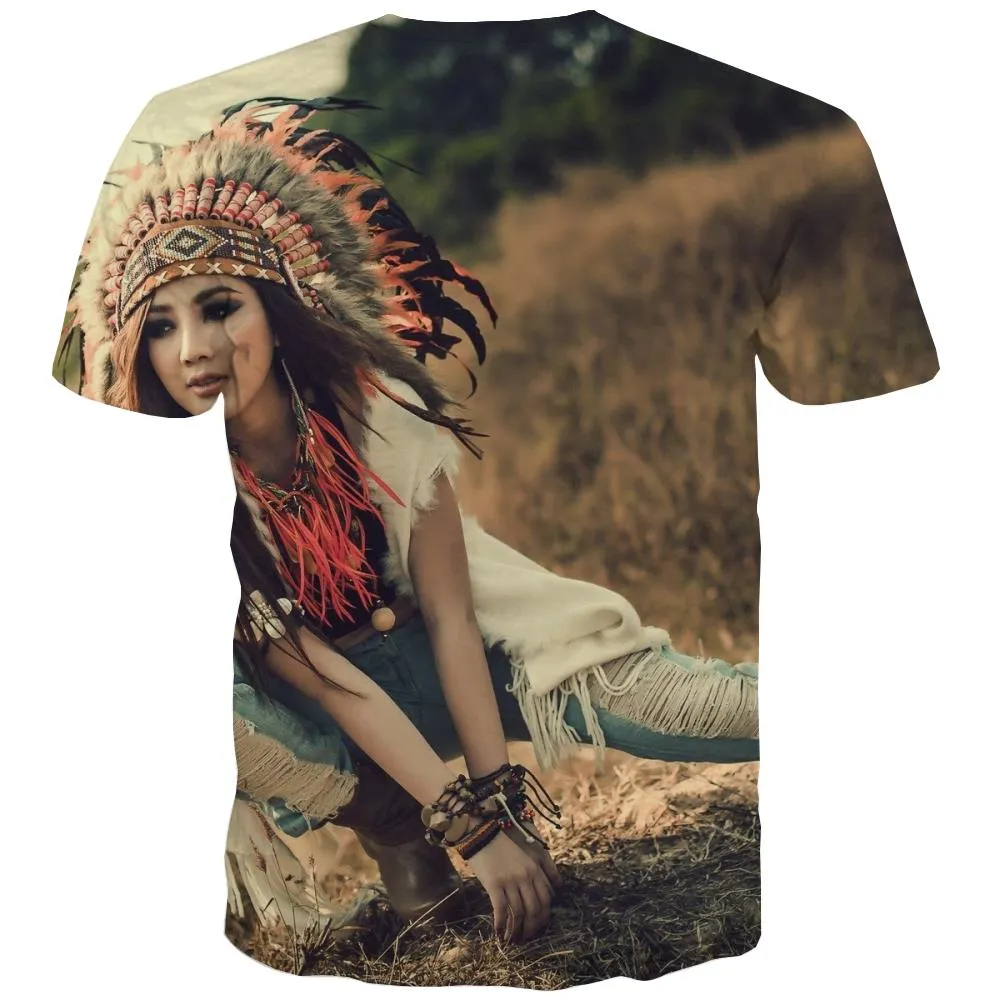 Indians T-shirt Men Grassland Shirt Print Sunset T-shirts 3d War Tshirt Anime