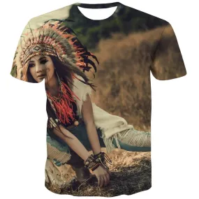 Indians T-shirt Men Grassland Shirt Print Sunset T-shirts 3d War Tshirt Anime