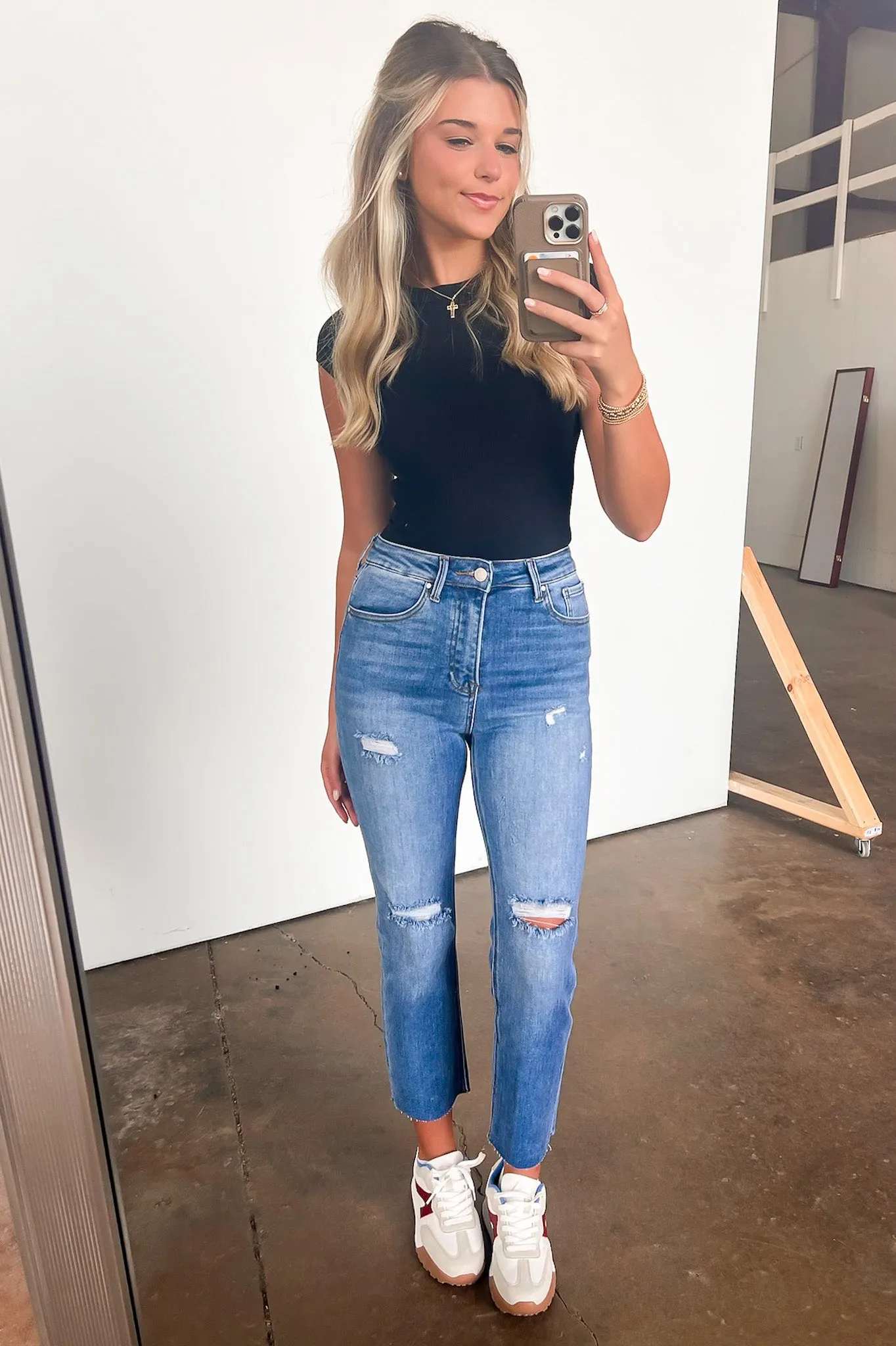 Janeska High Rise Distressed Slim Straight Jeans - FINAL SALE