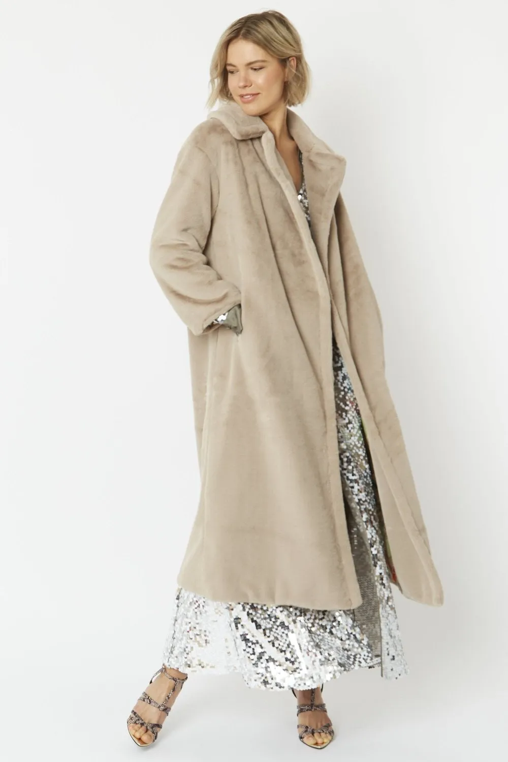 Jayley Mocha Faux Fur Maxi Coat