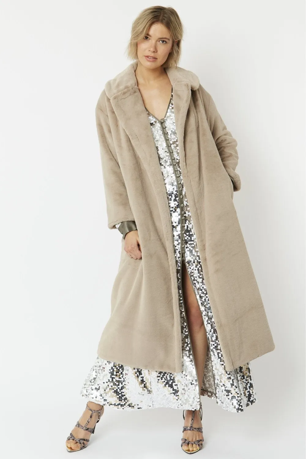 Jayley Mocha Faux Fur Maxi Coat