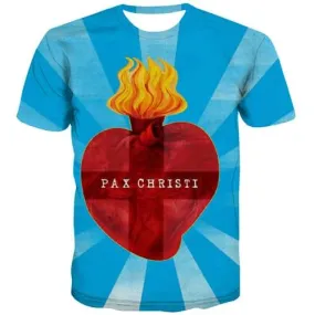 Jesus T-shirt Men Cross T-shirts 3d Pax Christi Tshirt Printed Art Tshirt Anime Heart T-shirts Graphic Short Sleeve Punk Rock