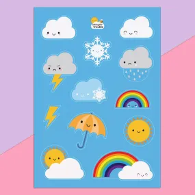 Kawaii Skies Weather Sticker Sheets