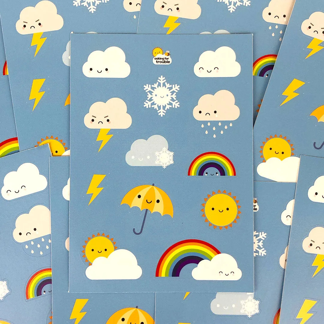 Kawaii Skies Weather Sticker Sheets