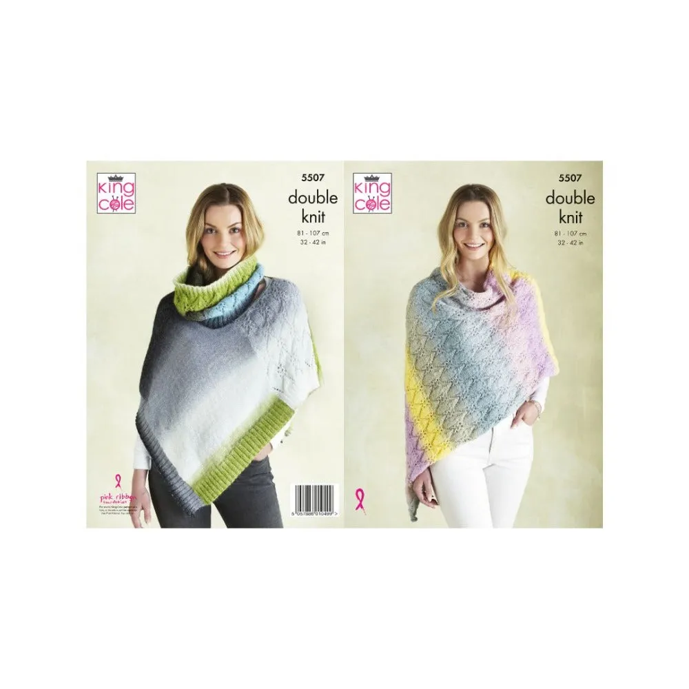 King Cole Knitting Pattern 5507 Ponchos & Snood