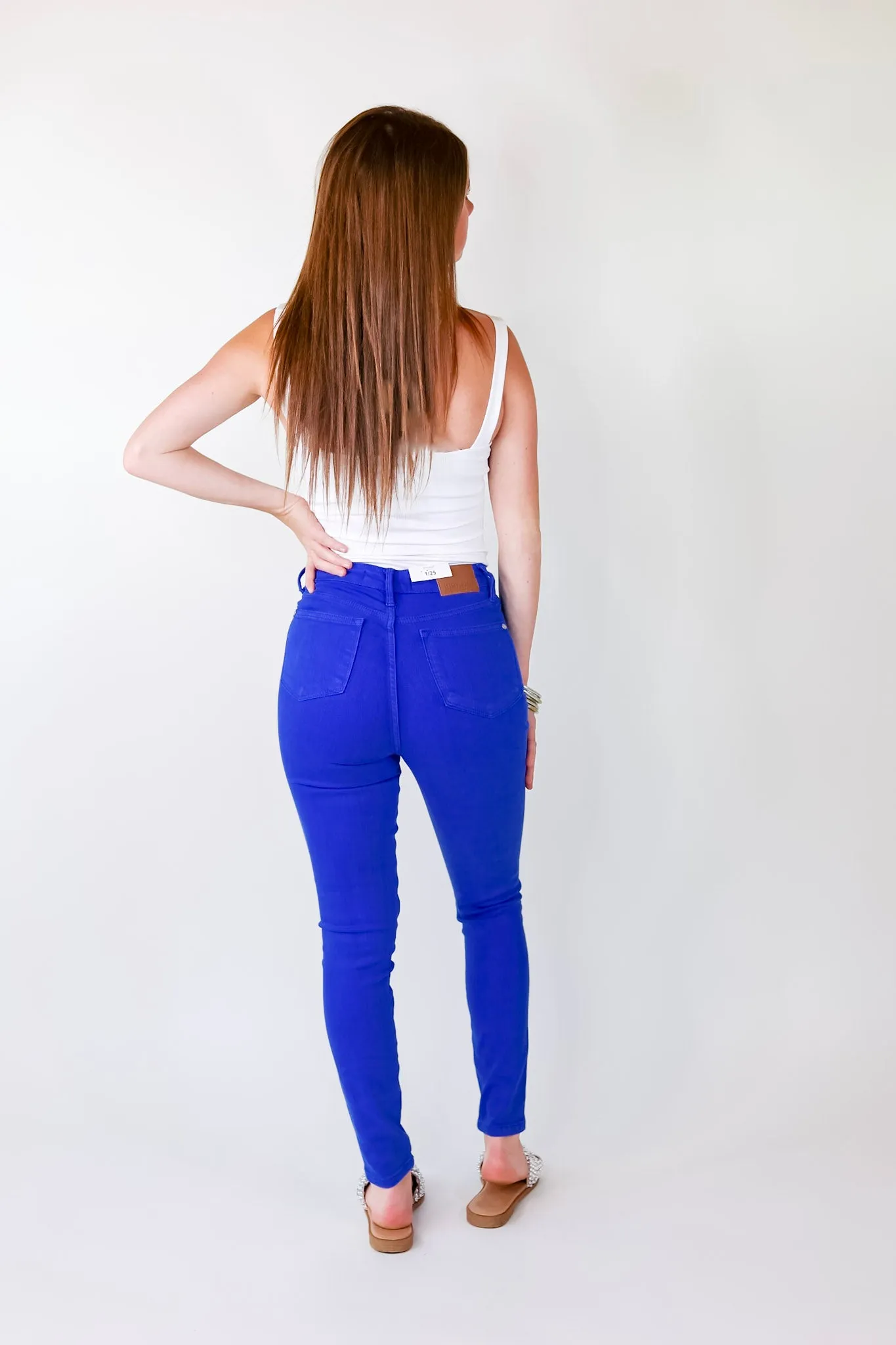 Last Chace Size 0, 3 & 22W | Judy Blue | Vibrant Smiles Control Top Skinny Jeans in Cobalt Blue