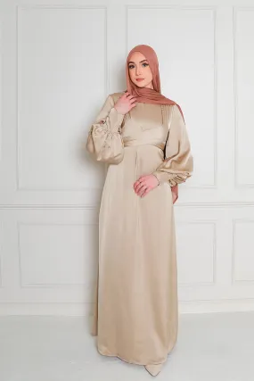 Laura Wrap Satin Dress- Blush Gold