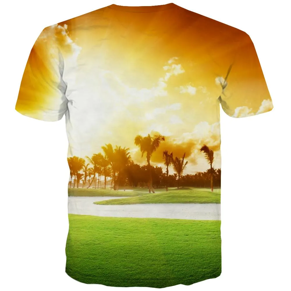 Lawn T-shirt Men Golf T-shirts Graphic Forest Tshirts Novelty Natural Tshirts Cool Game Tshirt Anime