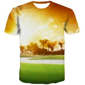 Lawn T-shirt Men Golf T-shirts Graphic Forest Tshirts Novelty Natural Tshirts Cool Game Tshirt Anime