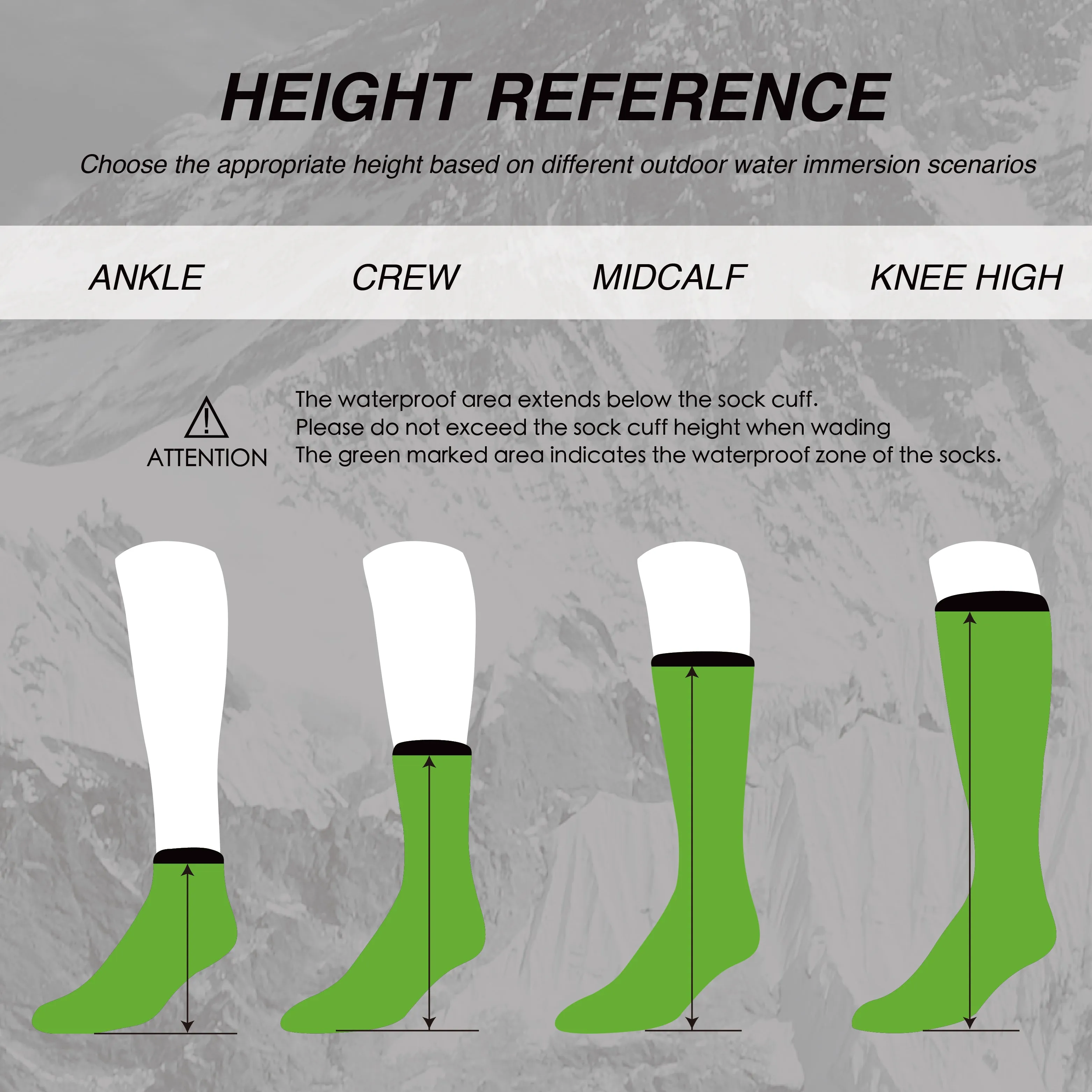 LEAKDRY Waterproof Socks Ultra Compression Knee High Green