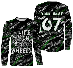 Life On Wheels Personalized Motocross Jersey Tire Track Motorcycle Shirt Off-Road Dirt Bike Racing