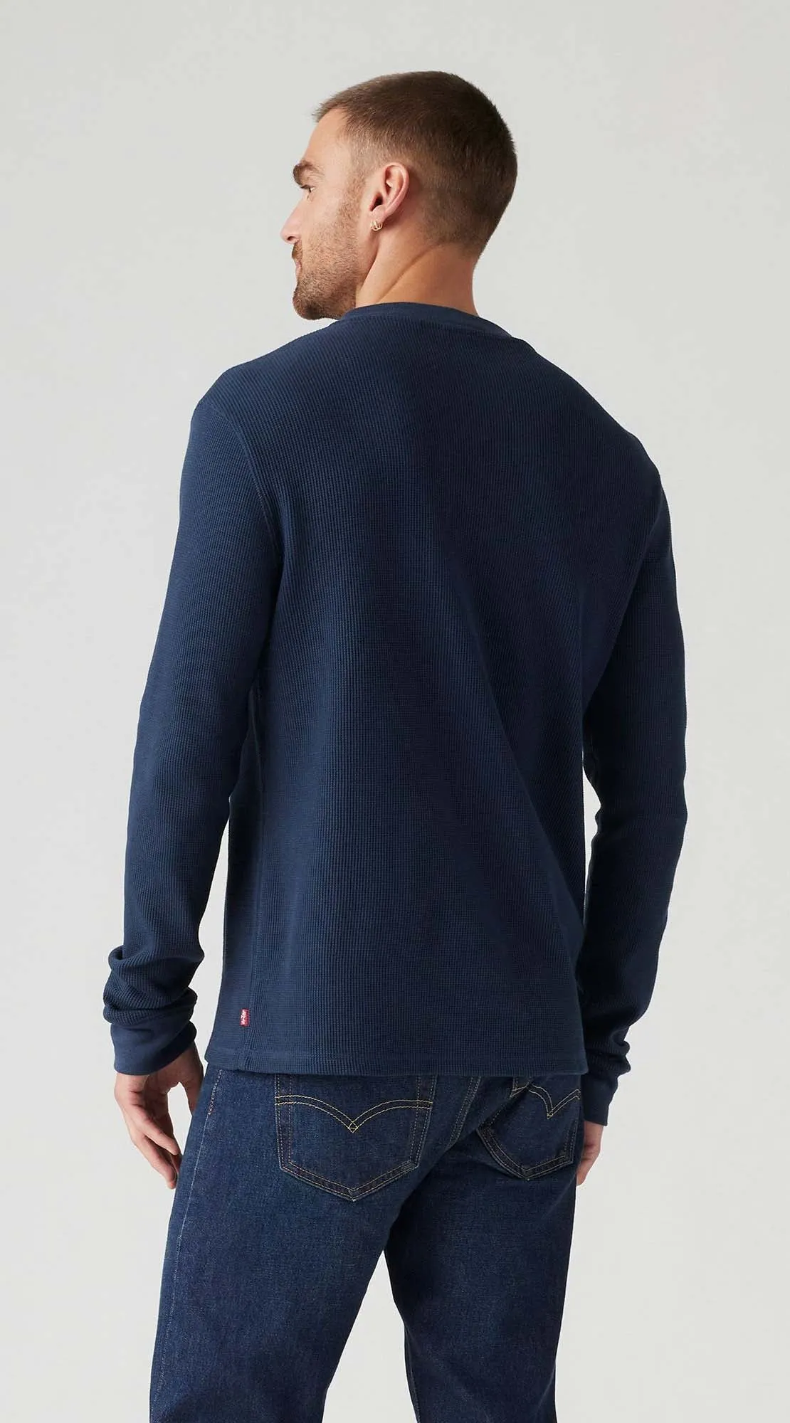 Long Sleeve Henley Tee - Navy