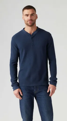 Long Sleeve Henley Tee - Navy