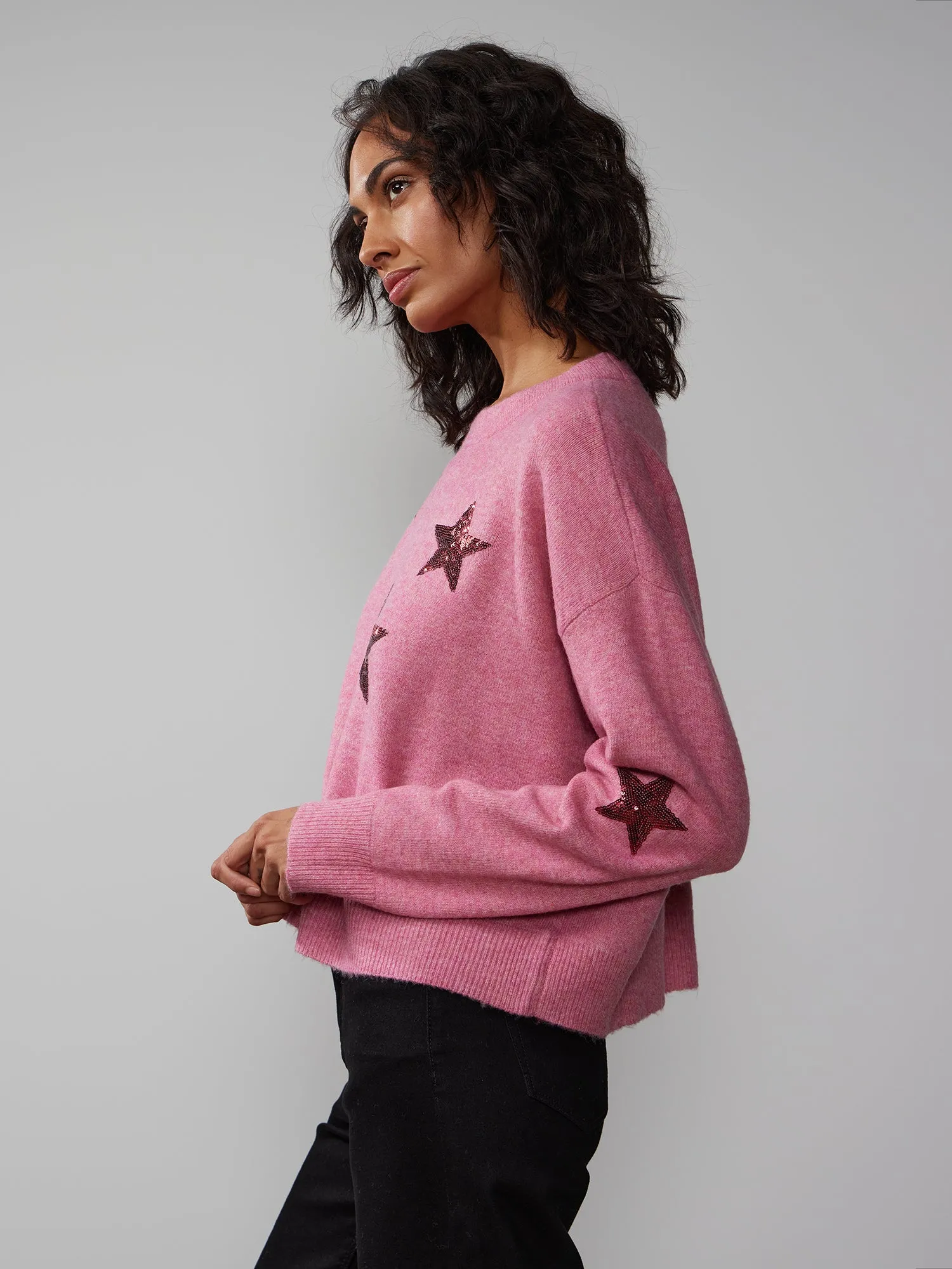 Long Sleeve Sequin Star Sweater