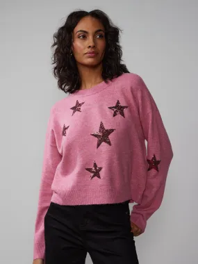 Long Sleeve Sequin Star Sweater