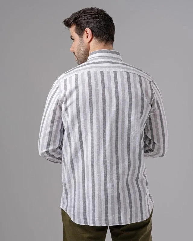 LONG SLEEVE STRIPED SHIRT - GREY