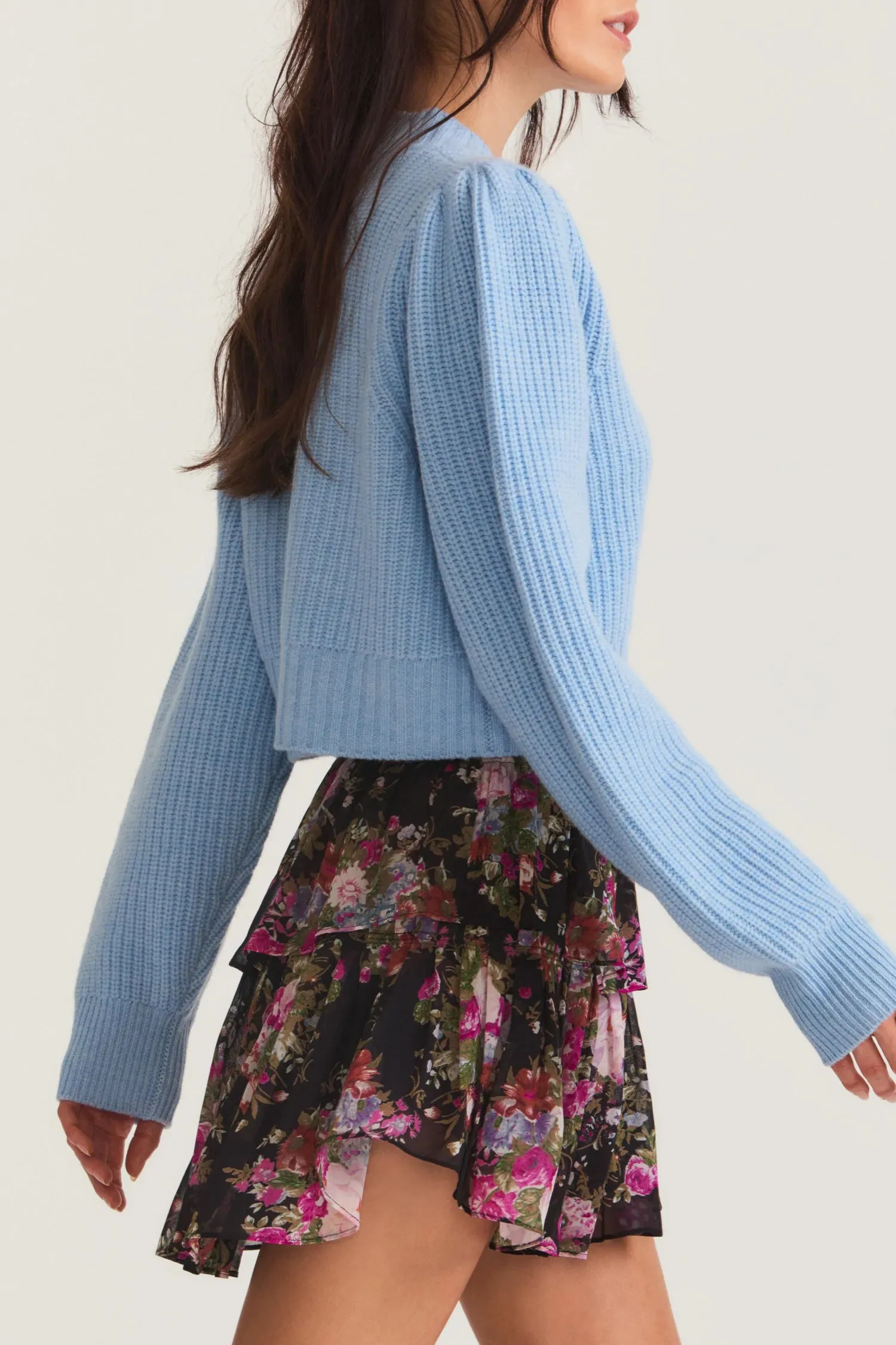 Loveshackfancy Larsa Crop Cardigan in Blue Haze