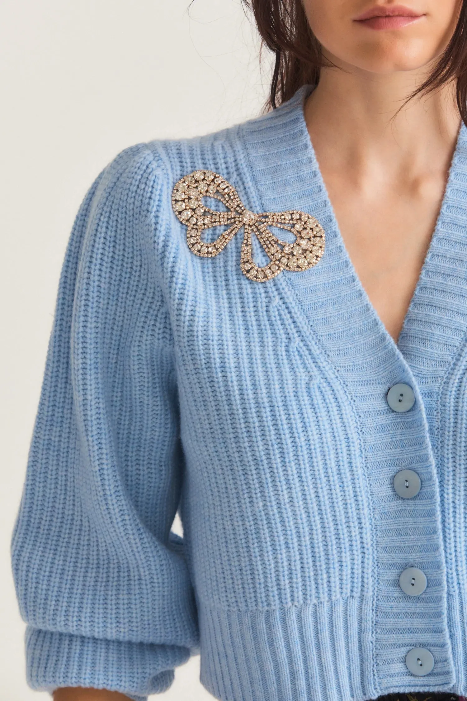 Loveshackfancy Larsa Crop Cardigan in Blue Haze