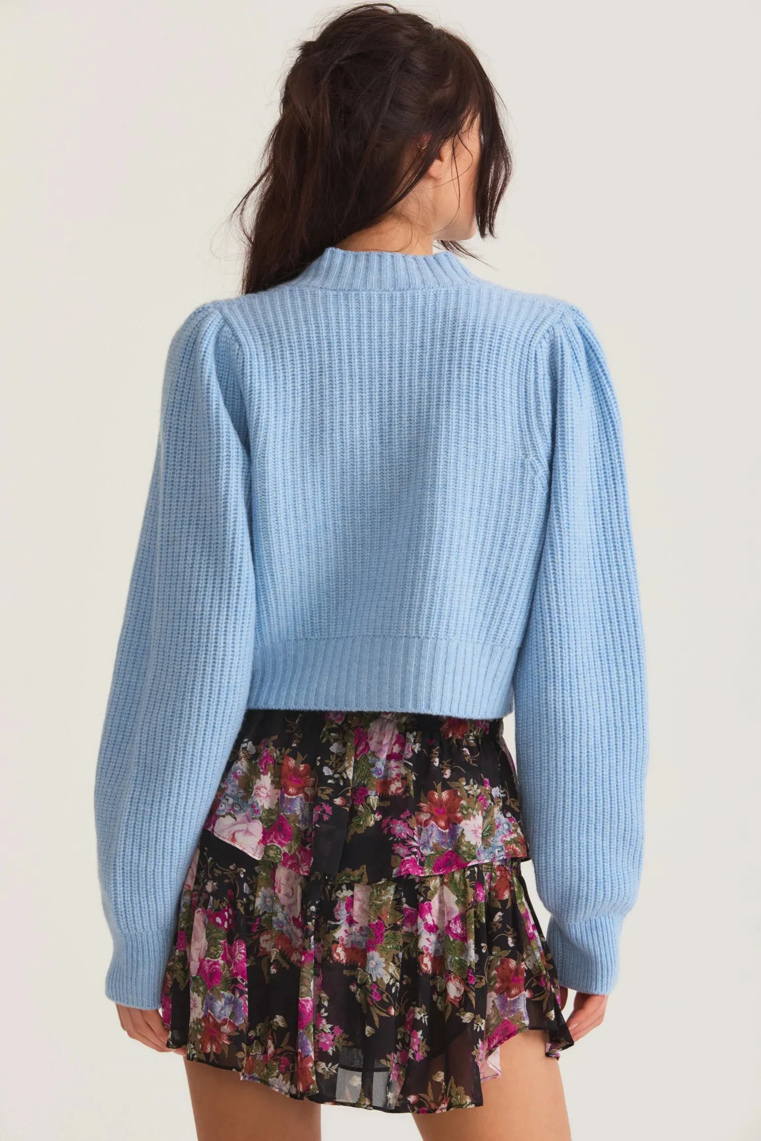 Loveshackfancy Larsa Crop Cardigan in Blue Haze