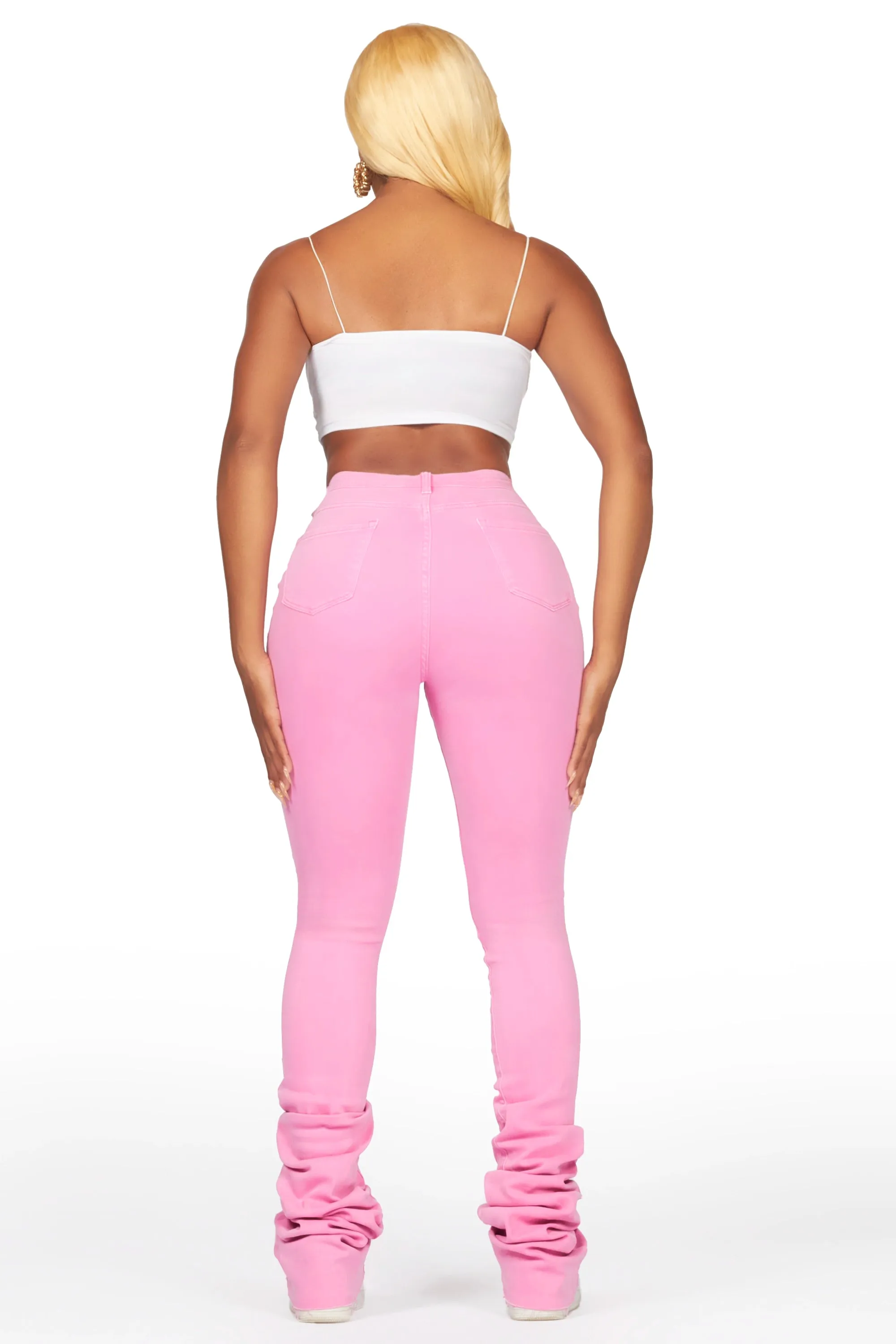 Lovin' Pink Distressed Super Stacked Jean