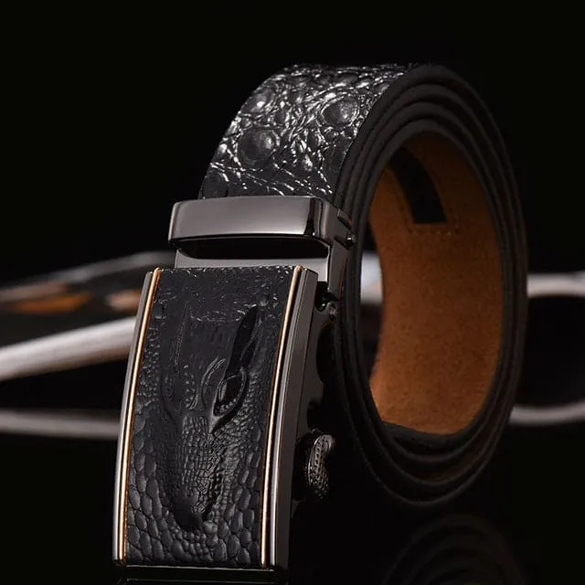 Luxury Genuine Leather High Quality Crocodile Pattern Automatic Men Belt