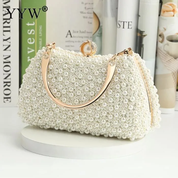 Luxury Pearl Crystal Wedding Clutch