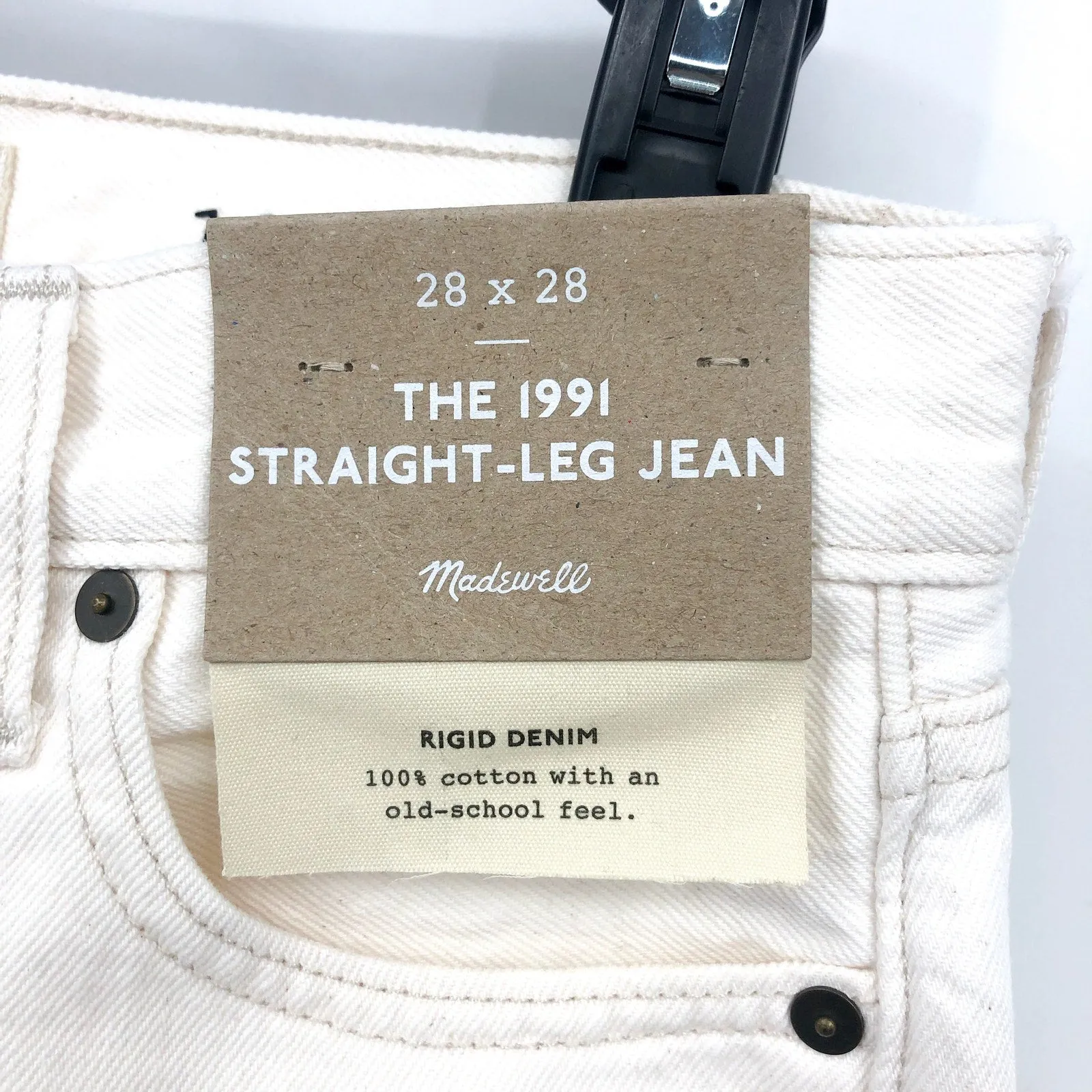 MADEWELL Mens 1991 Straight-Leg Jeans 28x28 Cream Rigid Denim Natural NJ017 NWT