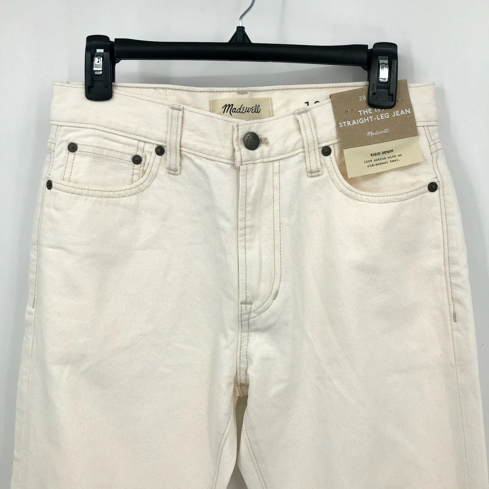 MADEWELL Mens 1991 Straight-Leg Jeans 28x28 Cream Rigid Denim Natural NJ017 NWT