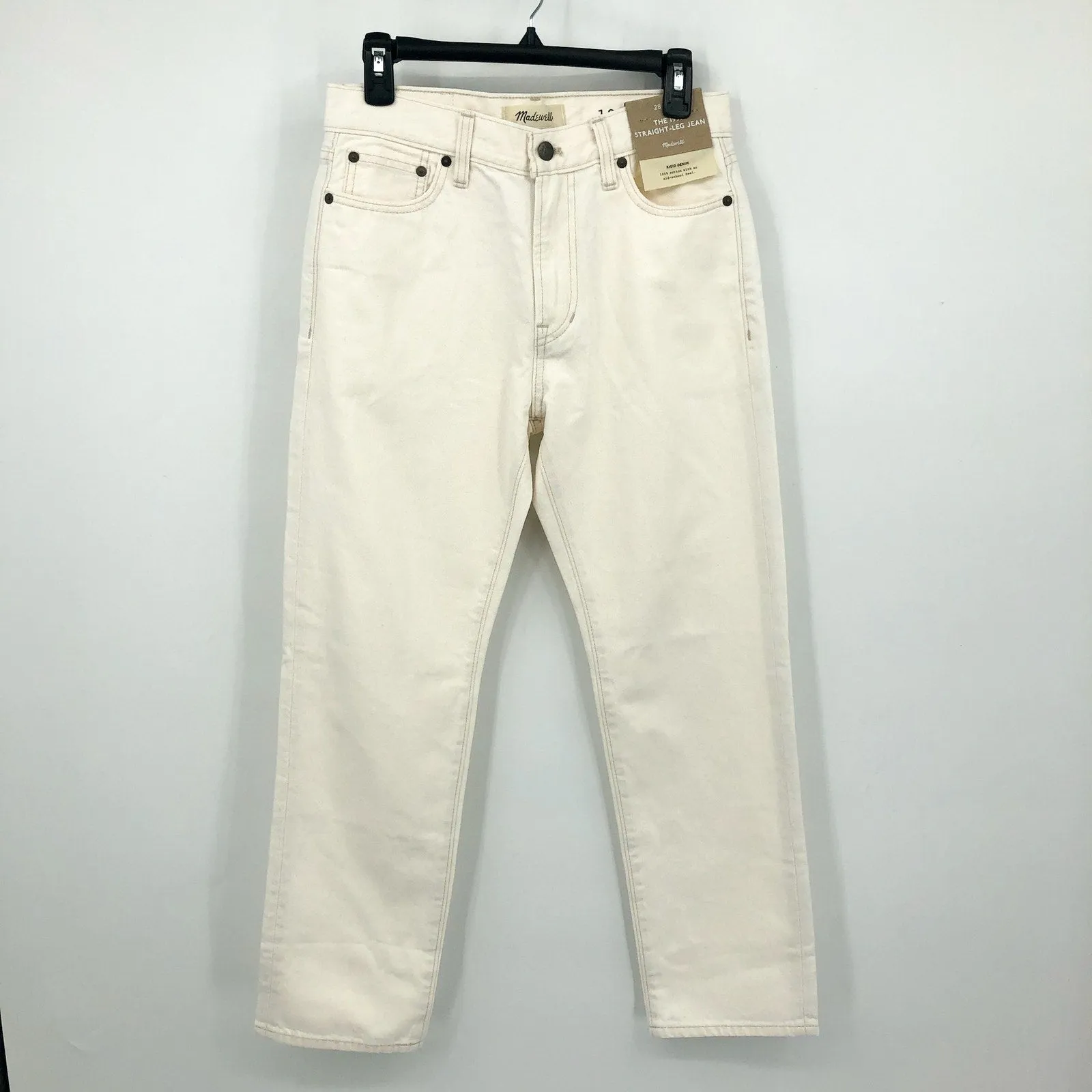 MADEWELL Mens 1991 Straight-Leg Jeans 28x28 Cream Rigid Denim Natural NJ017 NWT