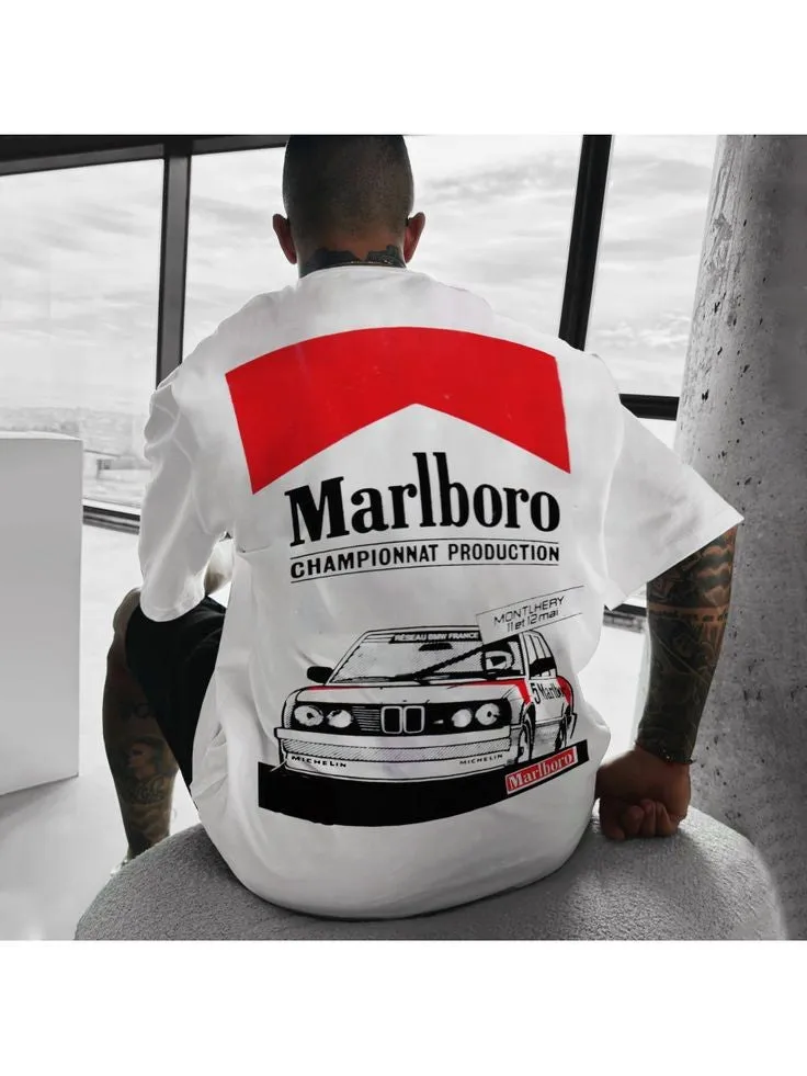 Marlboro Retro Car Racing Oversized Cotton T-shirt For Men