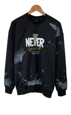 Men's Black Graphic Long Sleeves Sweatshirt Regular Fit