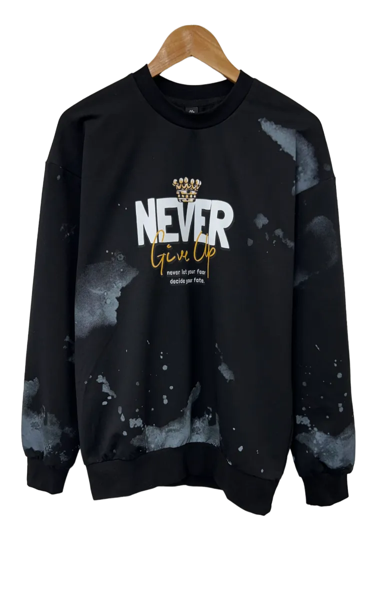 Men's Black Graphic Long Sleeves Sweatshirt Regular Fit