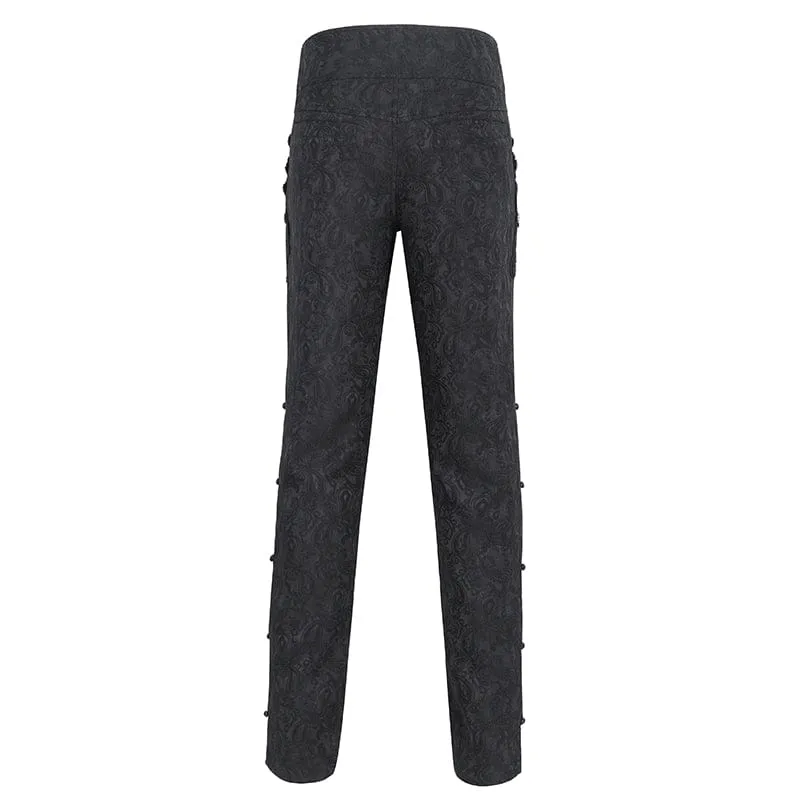 Men's Gothic Floral Embroidered Jacquard Pants