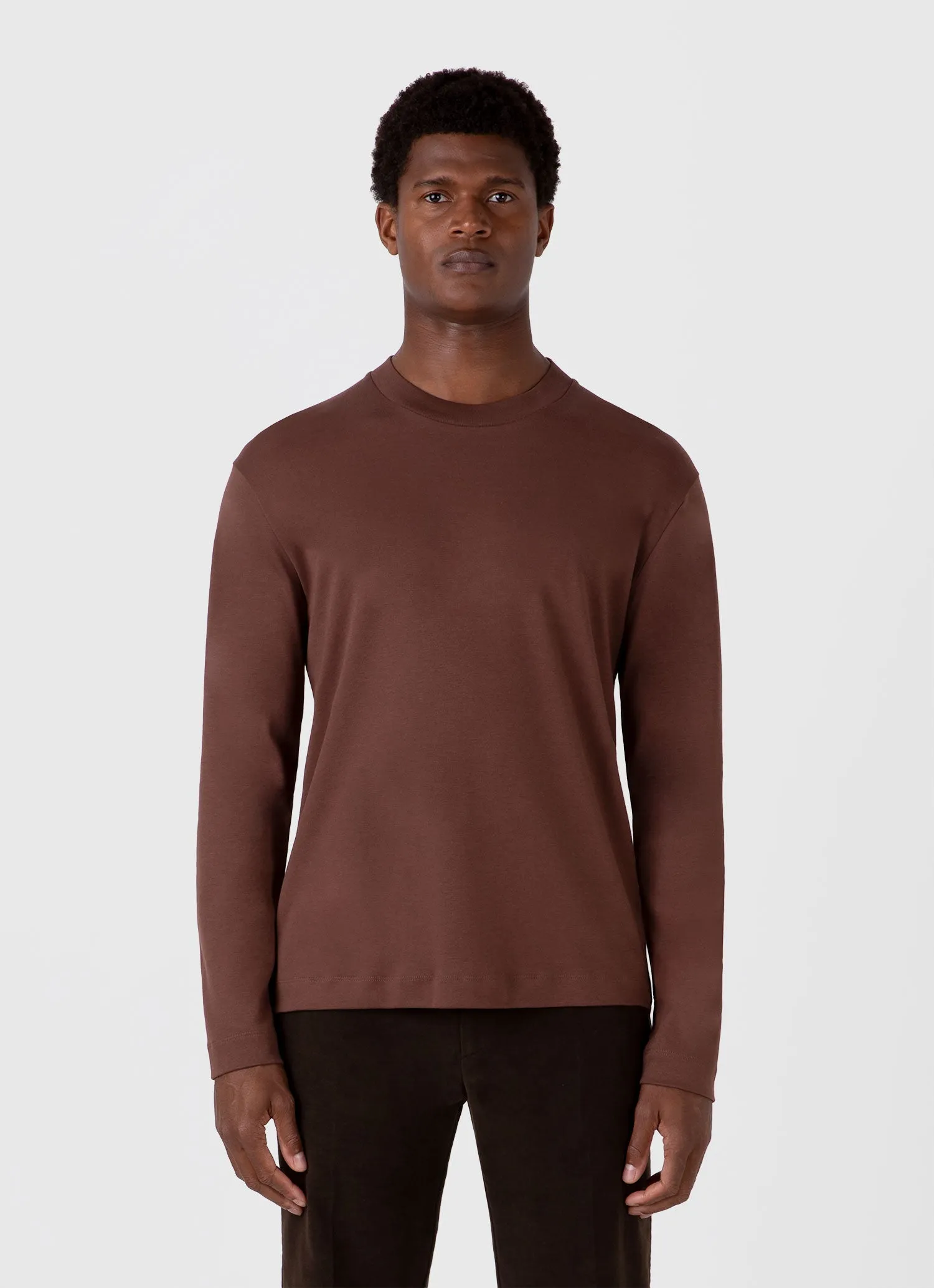 Men's Long Sleeve Heavyweight T-shirt in Cocoa Brown