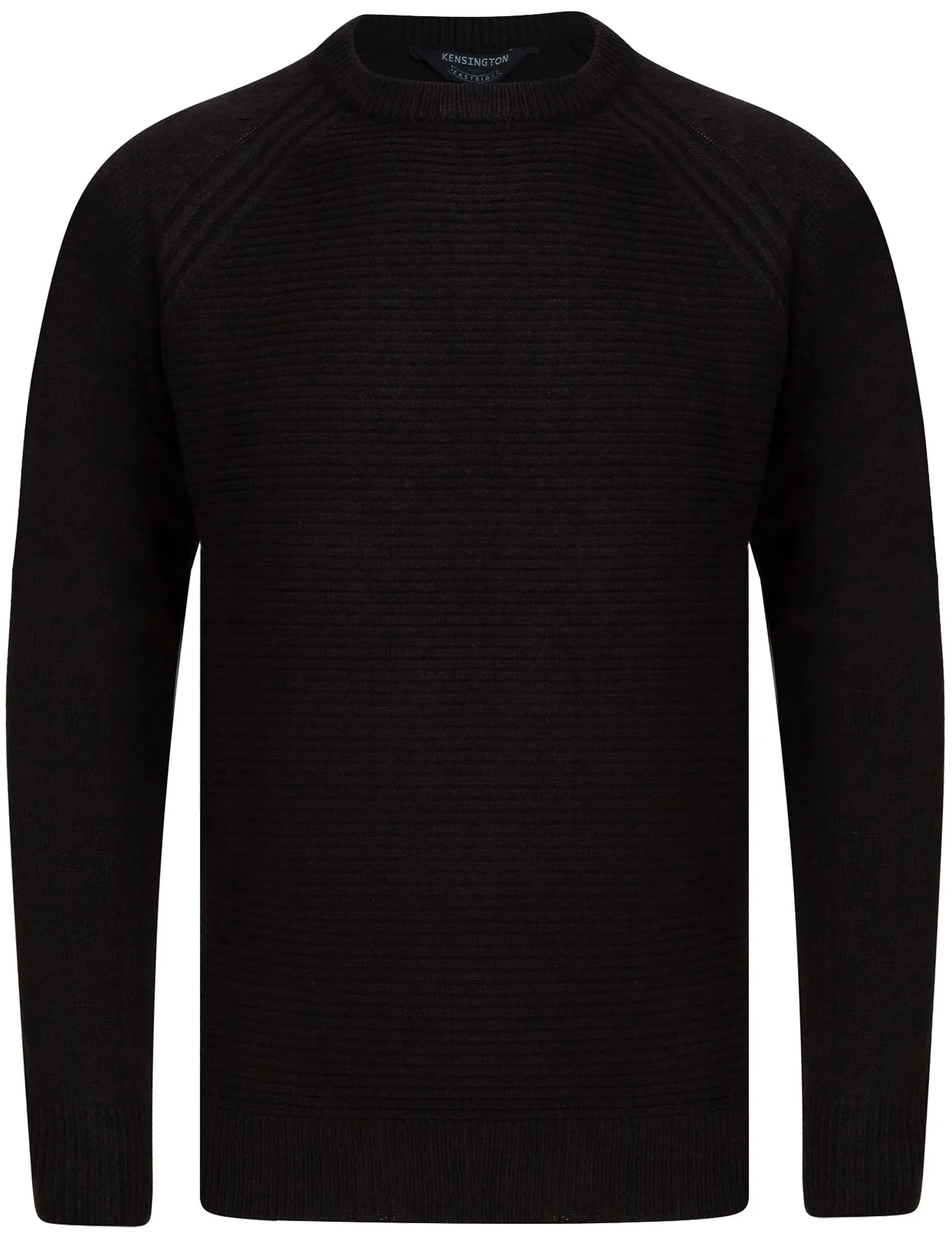 Morphy Ribbed Stitch Crew Neck Knitted Jumper in Jet Black - Kensington Eastside