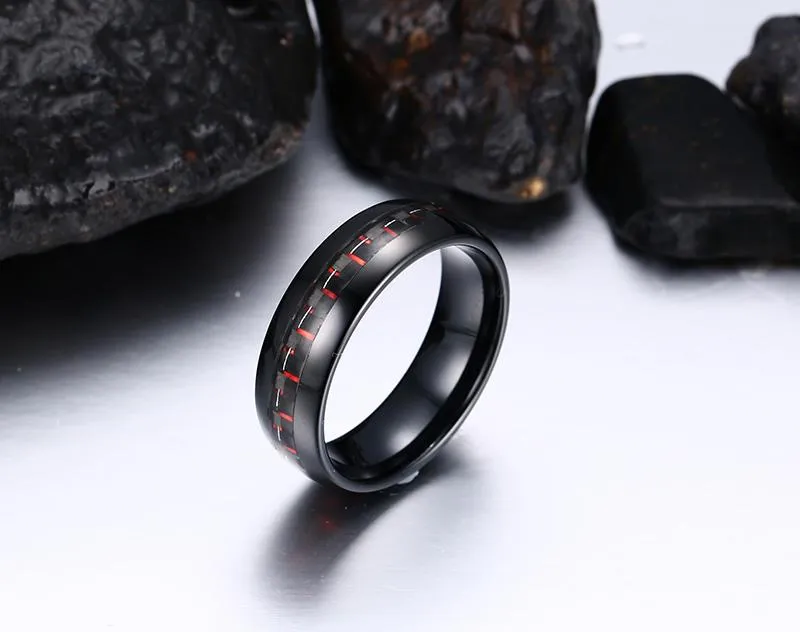 Mystique Carbon Fiber Inlay Tungsten Band